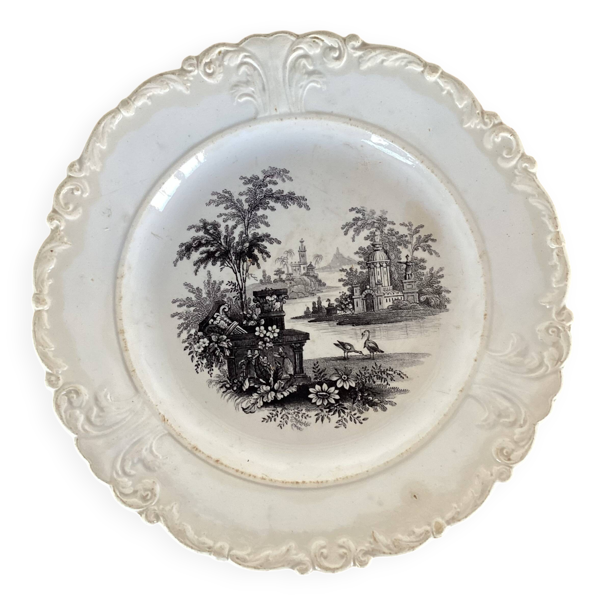 Antique pipe plate david johnston bordeaux 19th century