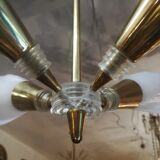 Brass and plexiglass chandelier