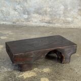 Small stool, black solid teak accent stool wabi-sabi L30 W8.5 H6.