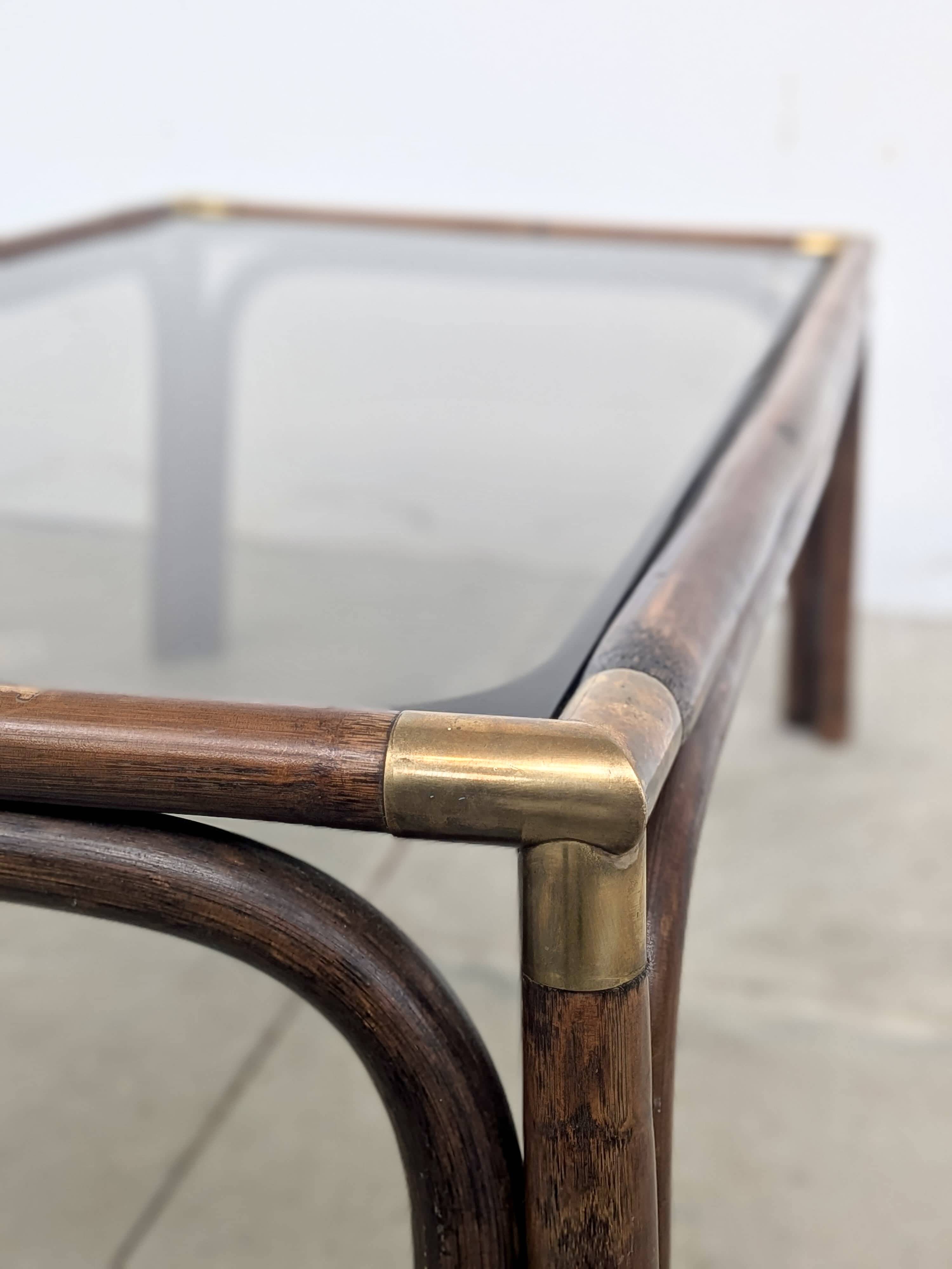 Bamboo and glass coffee table