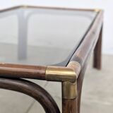 Bamboo and glass coffee table