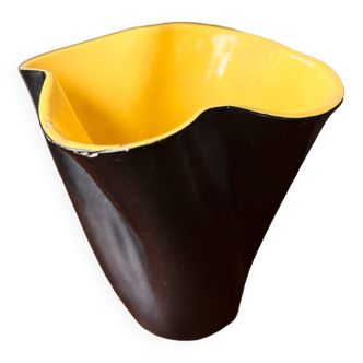 20th Century Elchinger Yellow And Black Vase