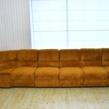 Yellow corduroy corner modular sofa, 1970s, set of 6