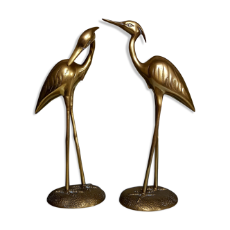 Couple de héronsen laiton massif