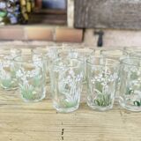 12 verres à liqueur muguet vintage