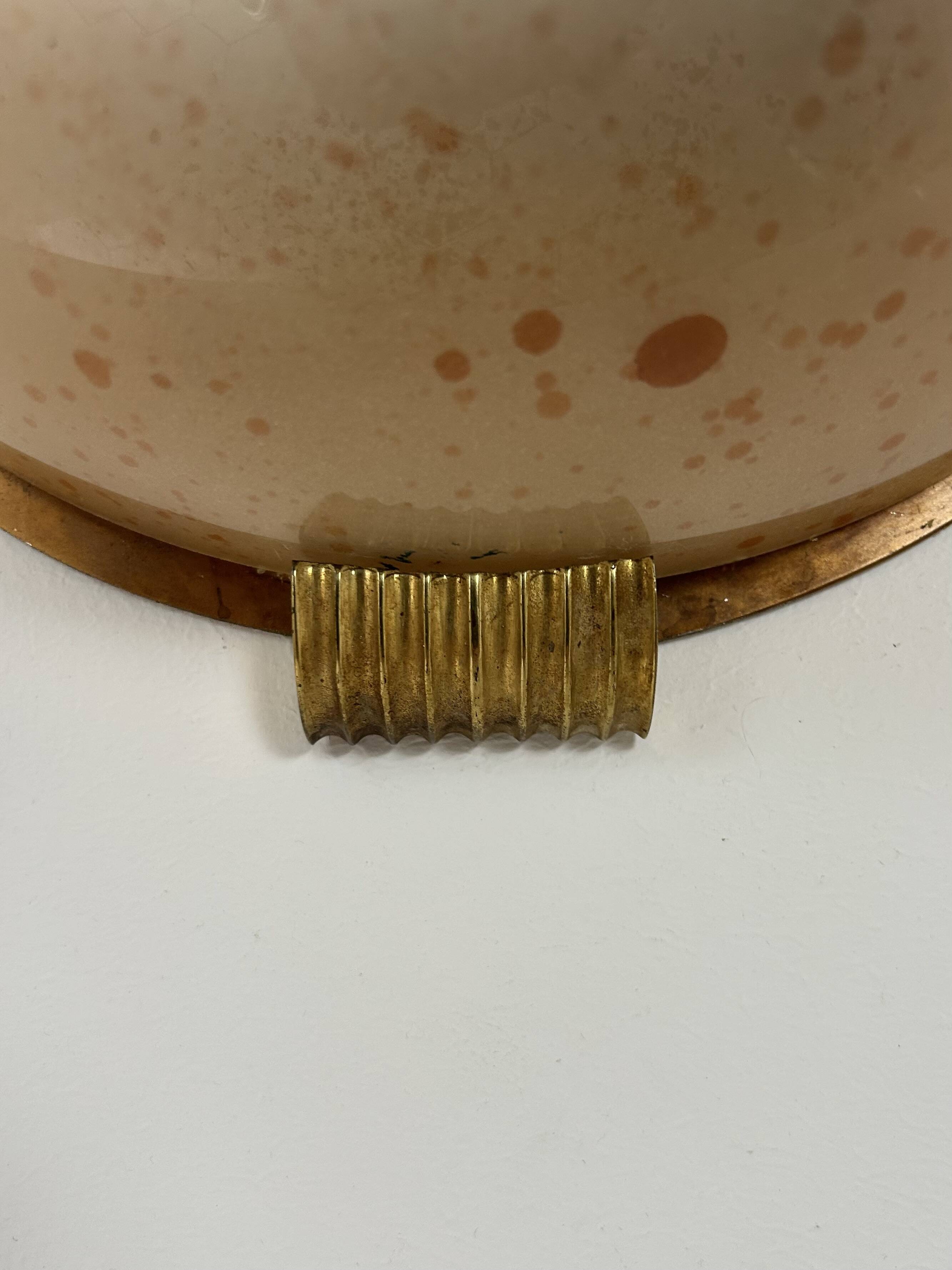 Vintage wall lights, brass and perspex, France, 1970.