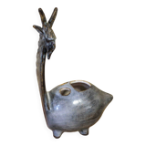 Zoomorphic glazed ceramic flower holder by Jean-Claude Raybaud