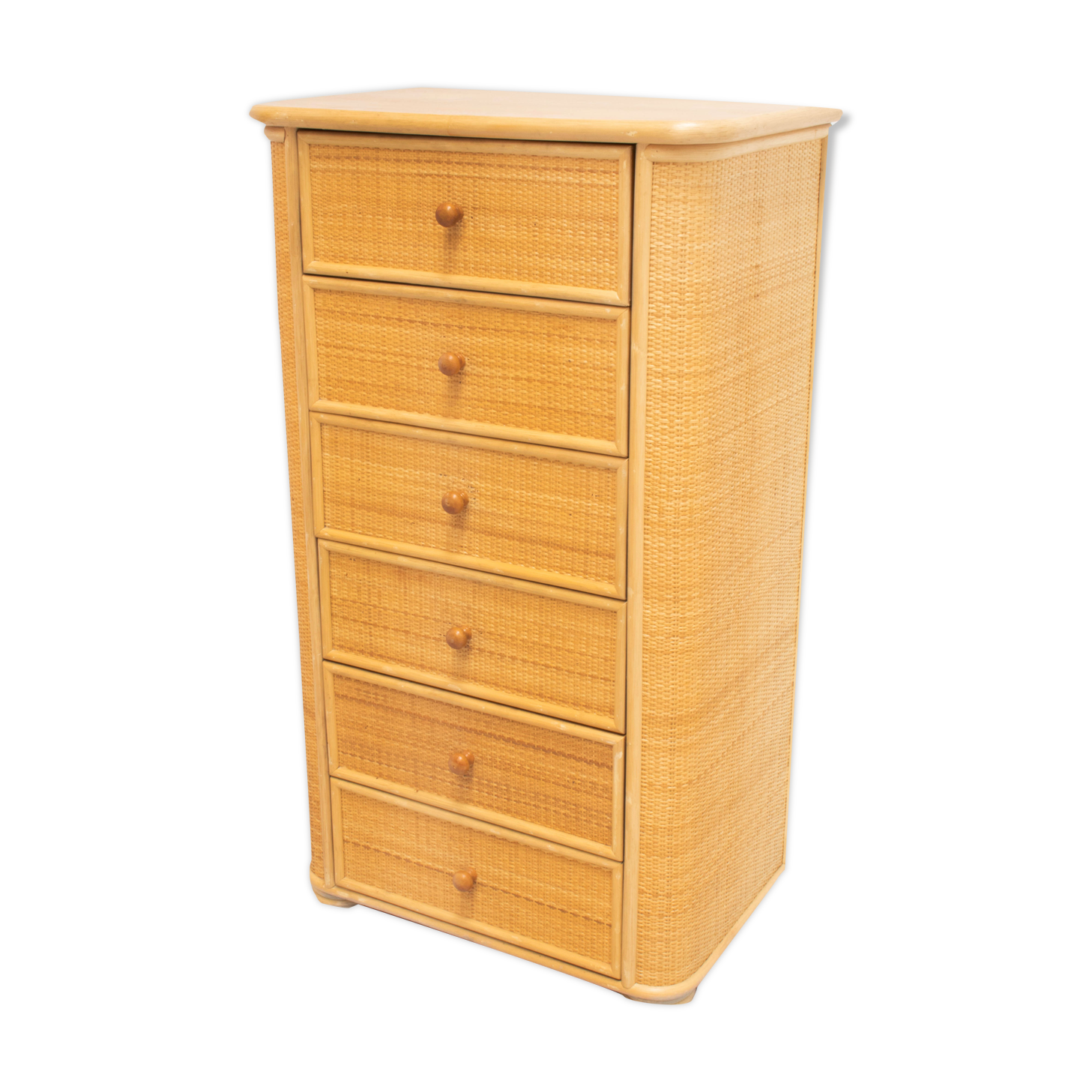 Vintage Bohemian Rattan Chest of drawers