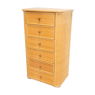 Vintage Bohemian Rattan Chest of drawers