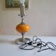 Vintage lamp base yellow and chrome metal circa 1970
