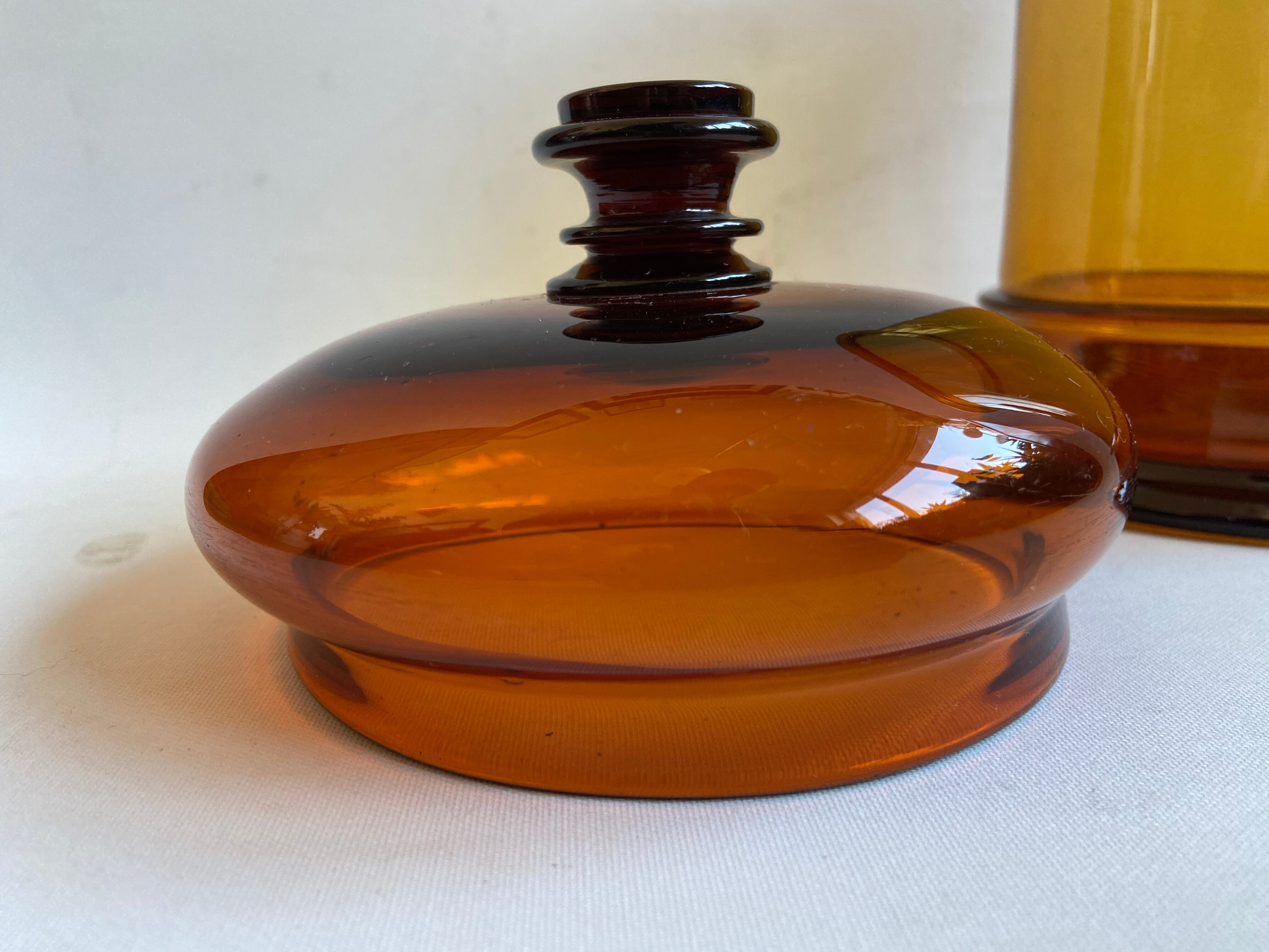 Amber glass apothecary jar