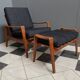 Fauteuil avec repose-pieds en teck danois Arne Wahl Iversen pour Komfort Denmark, des années 1960.