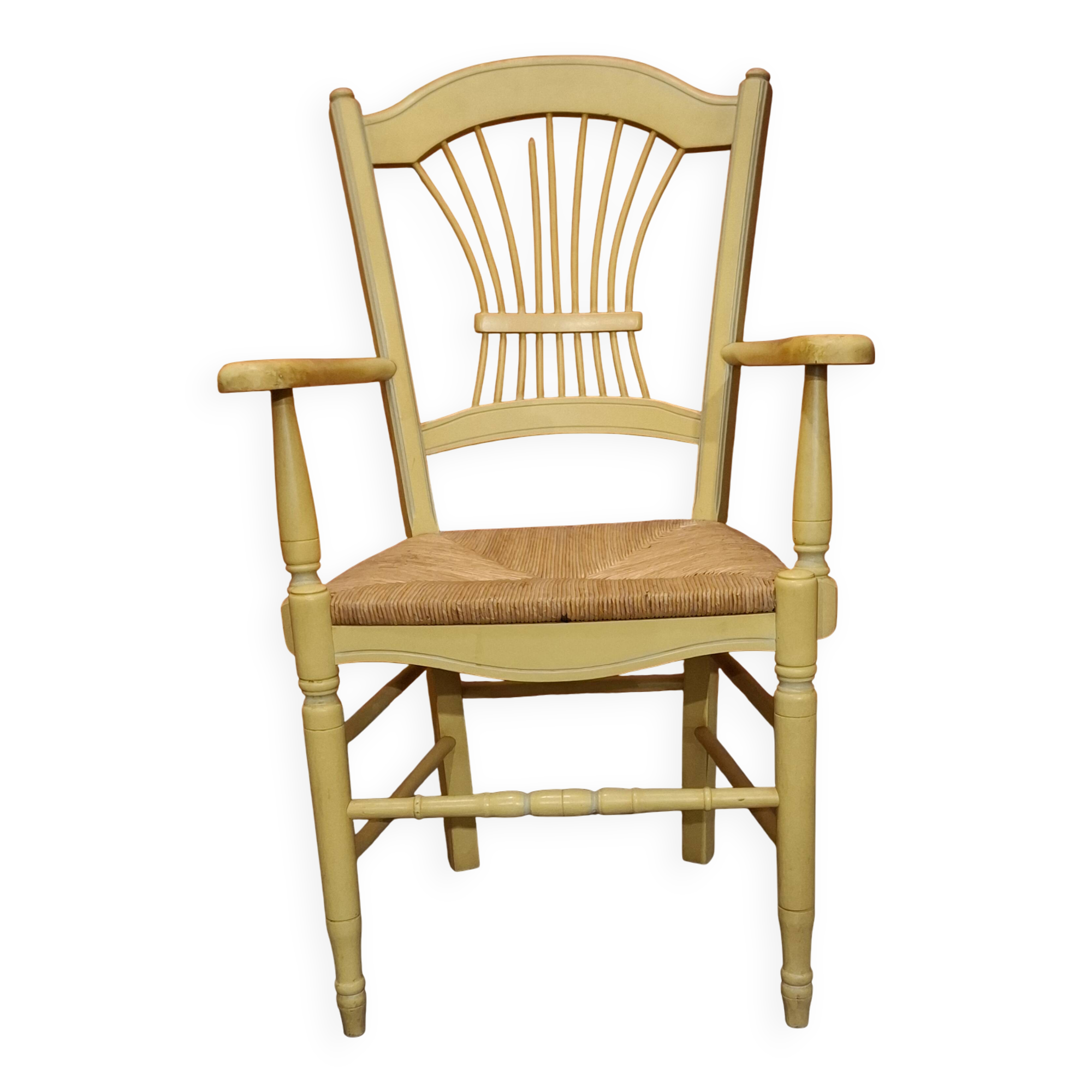 Wooden and cane armchair