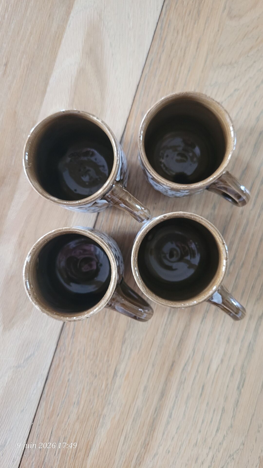 4 tasses à café en grès vintage