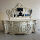 Rococo style white wooden sideboard