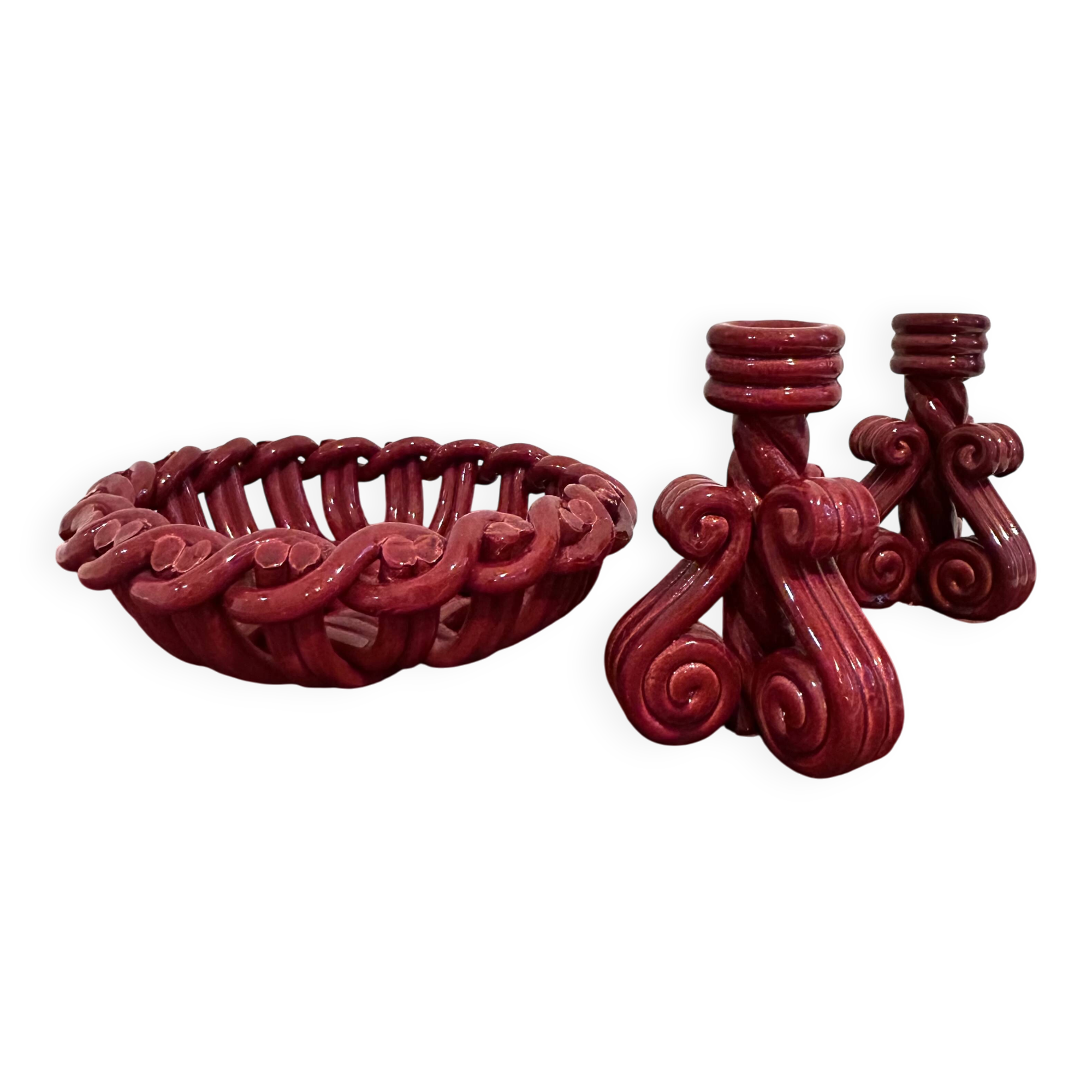 Pair of Vallauris ceramic candlesticks