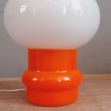 Lampe vintage année 70 opaline blanche et orange