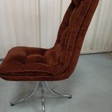 Set of 6 chrome velvet bucket chairs from the 70s