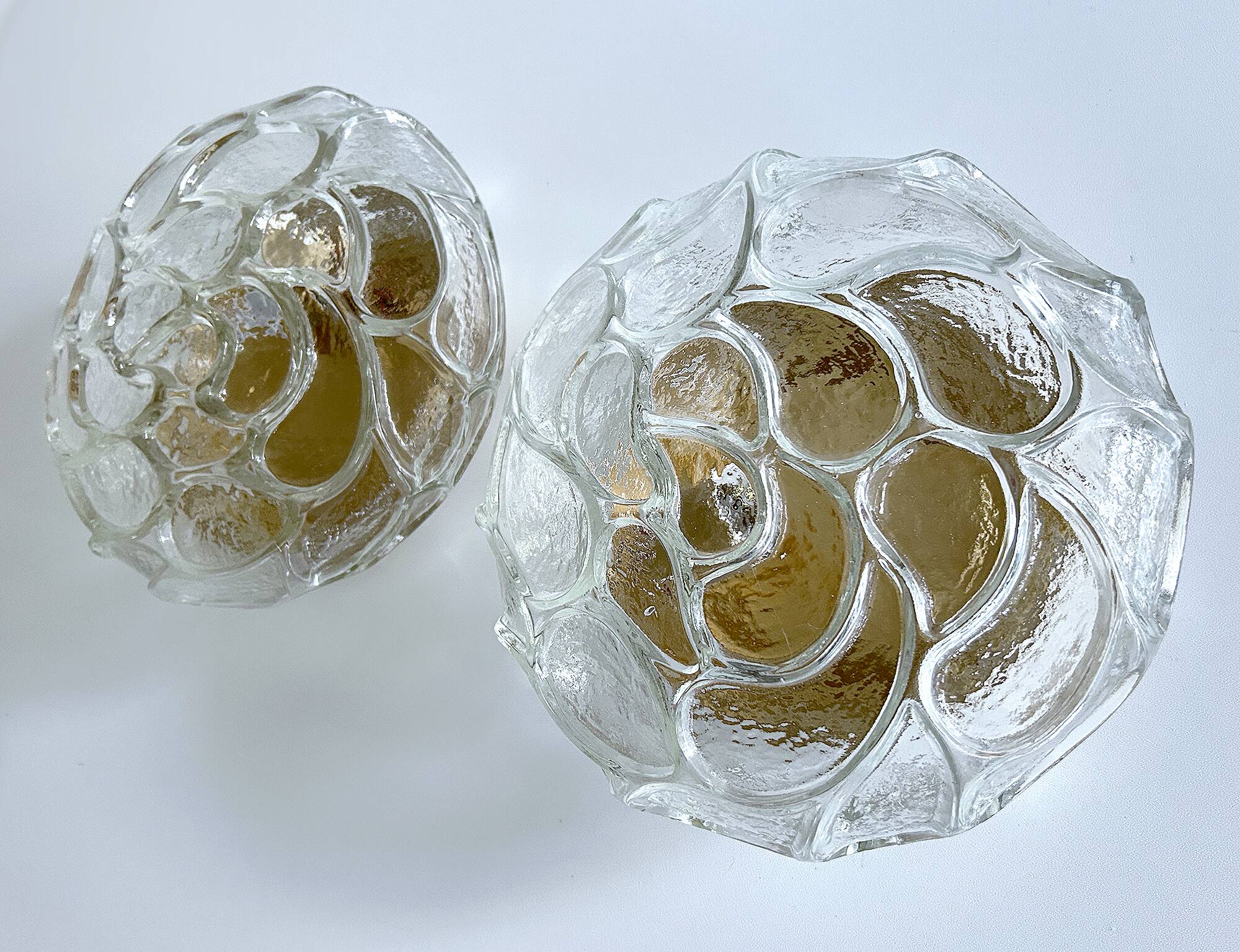 Pair of Brutalist Glass Sconces