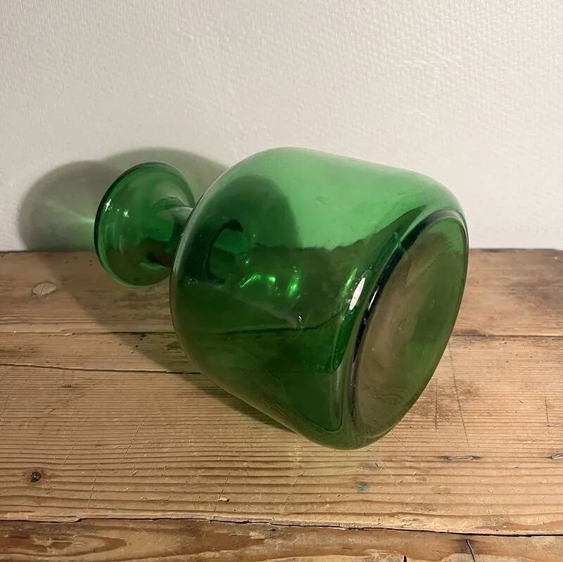 Vintage green bottle glass vase