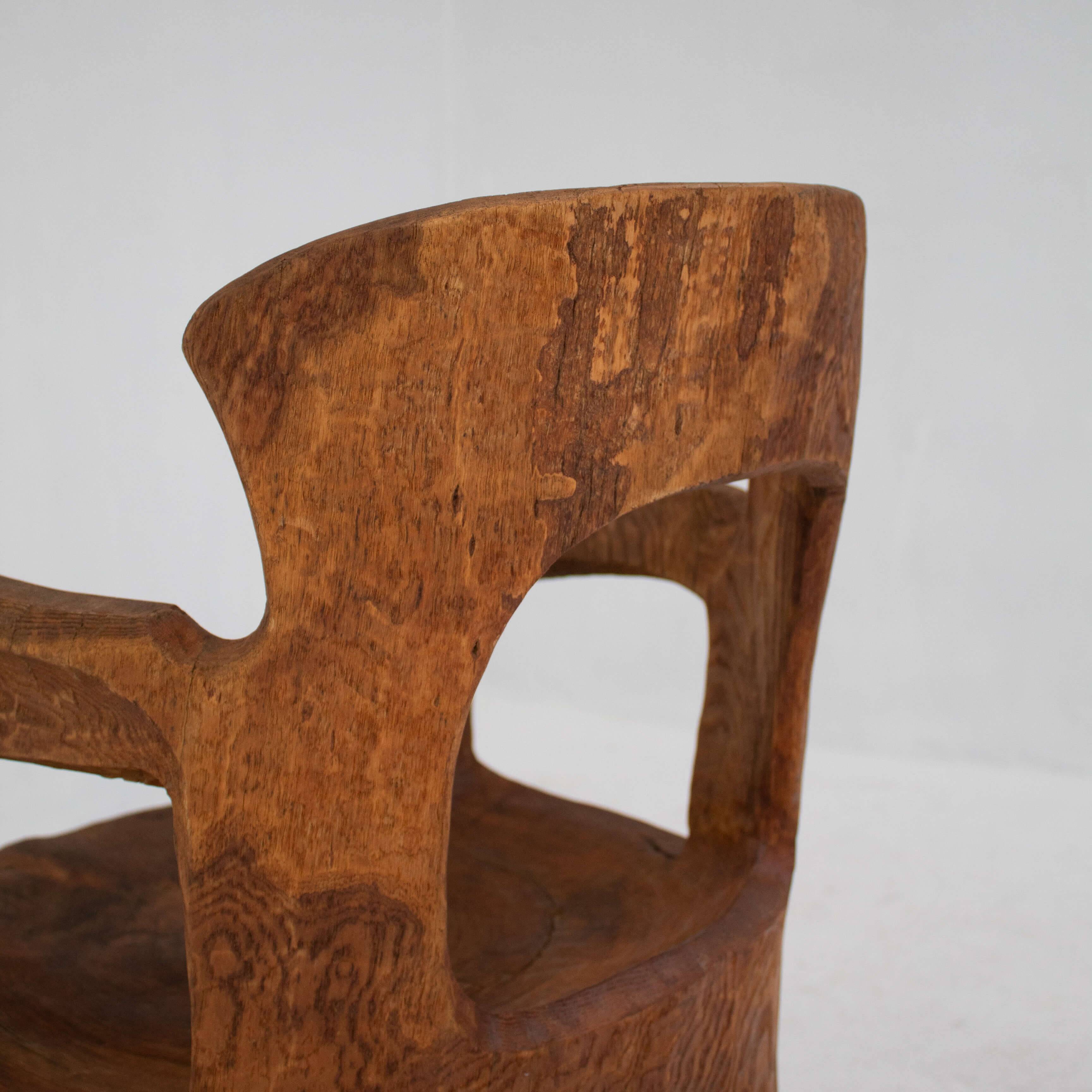 Hand carved solid wood chair, unique sculptural design