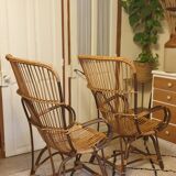 Pair of rattan armchairs
