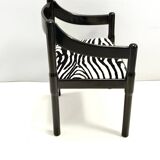 'Carimate' Black Walnut and Velvet Chair by Vico Magistretti for Cassina, 1