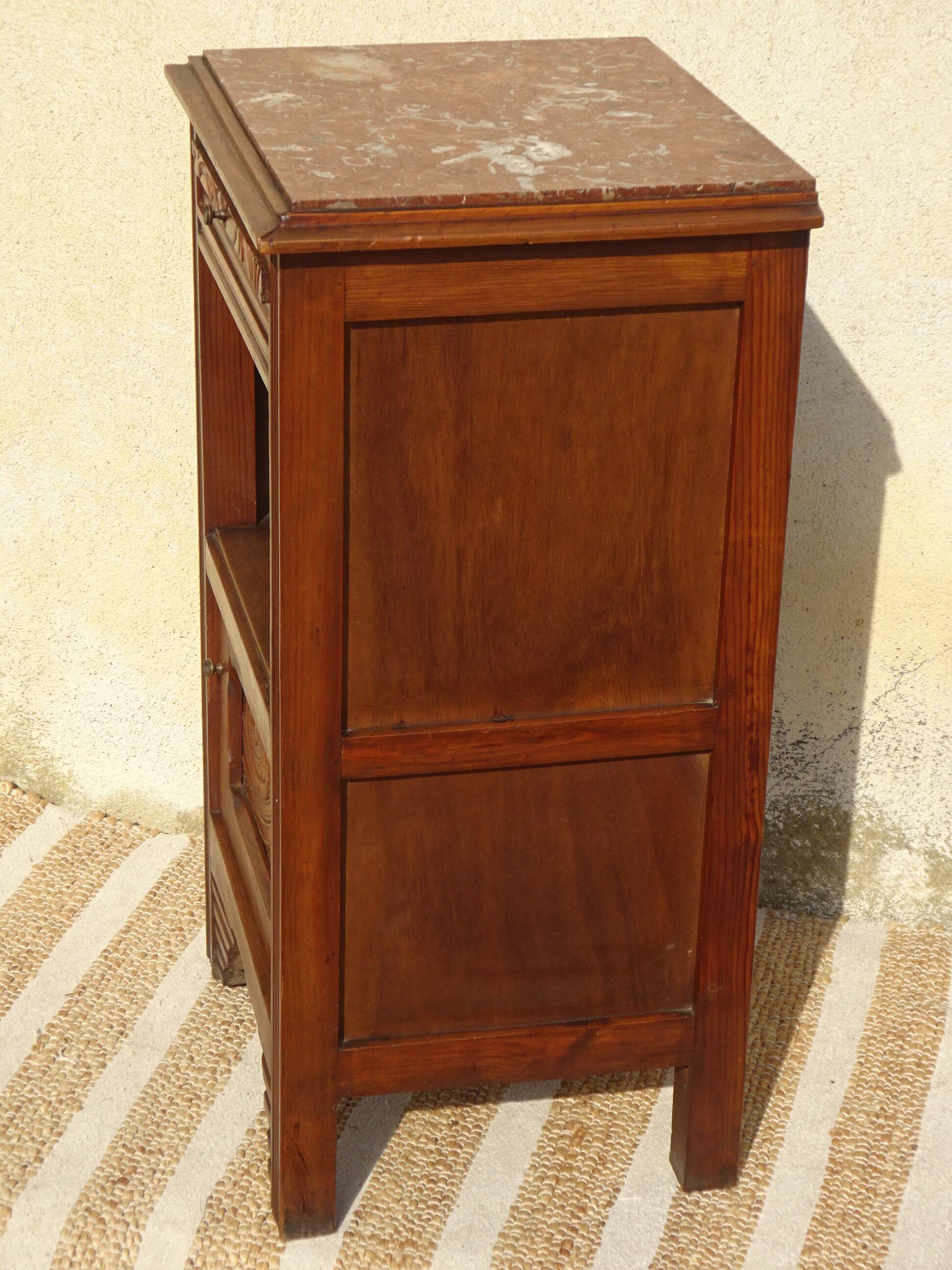 Art Deco period bedside table with marble top
