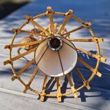 70s wicker chandelier pendant light