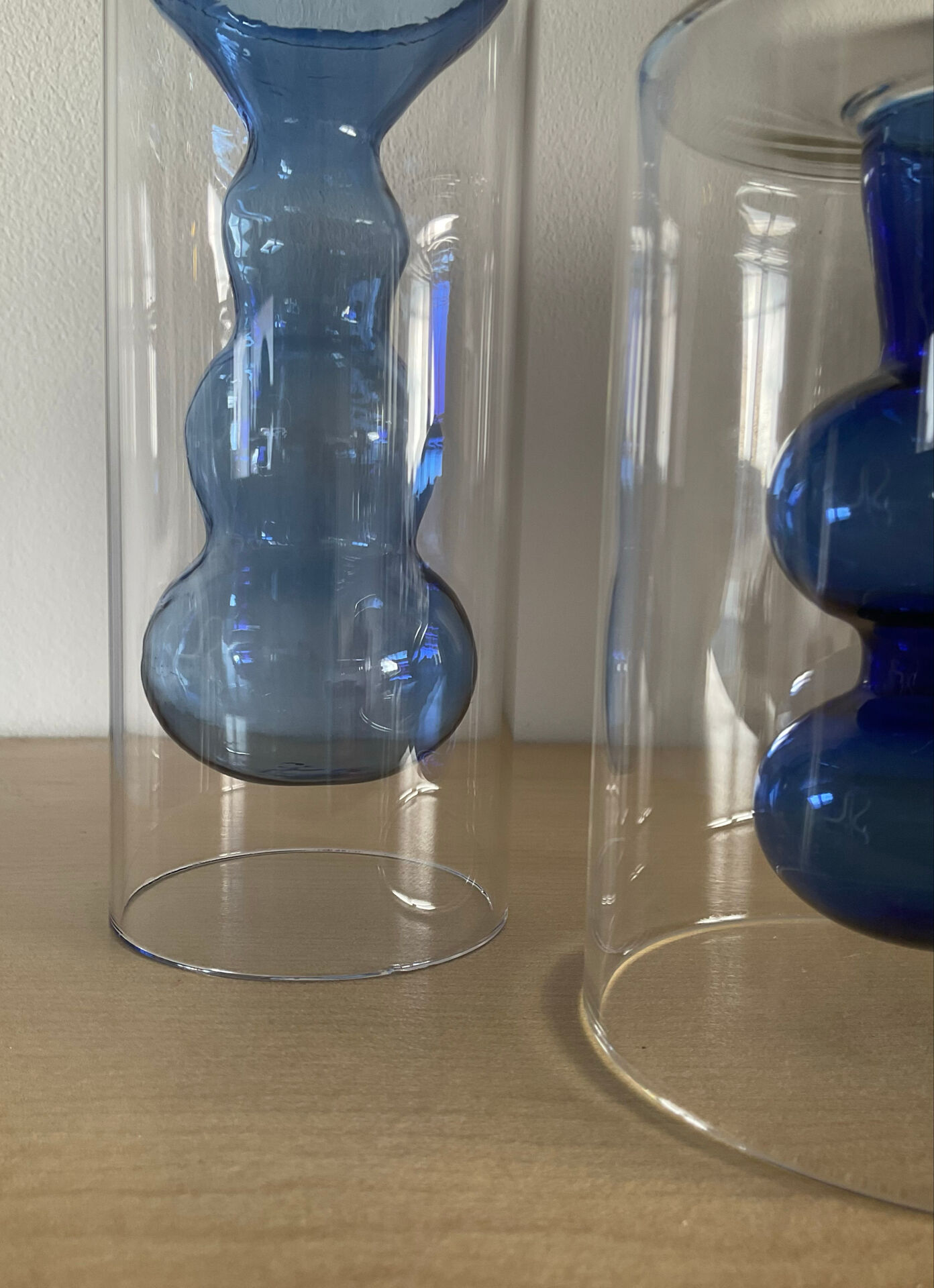 Duo of blown glass vases in Scandinavian style