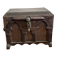Antique 18th century Gothic chest in carved wood and leather