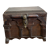 Antique 18th century Gothic chest in carved wood and leather