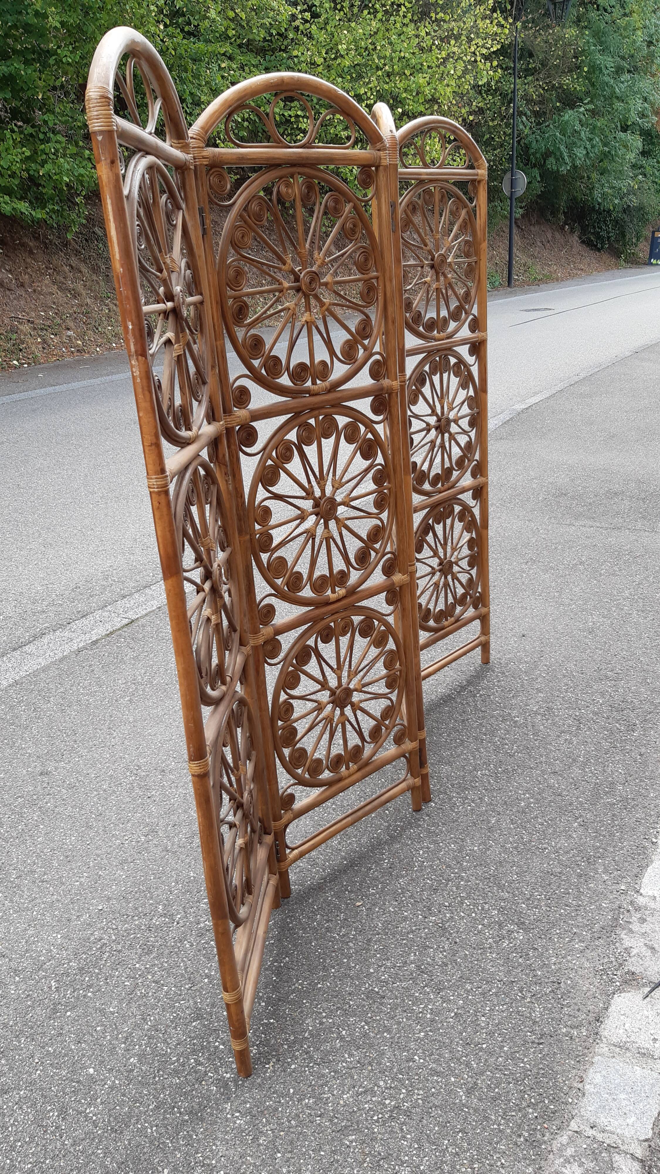 Rattan and bamboo peacock screen 1970