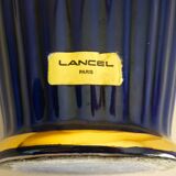 Vintage glazed ceramic vase, cobalt blue and gilt, Lancel Paris
