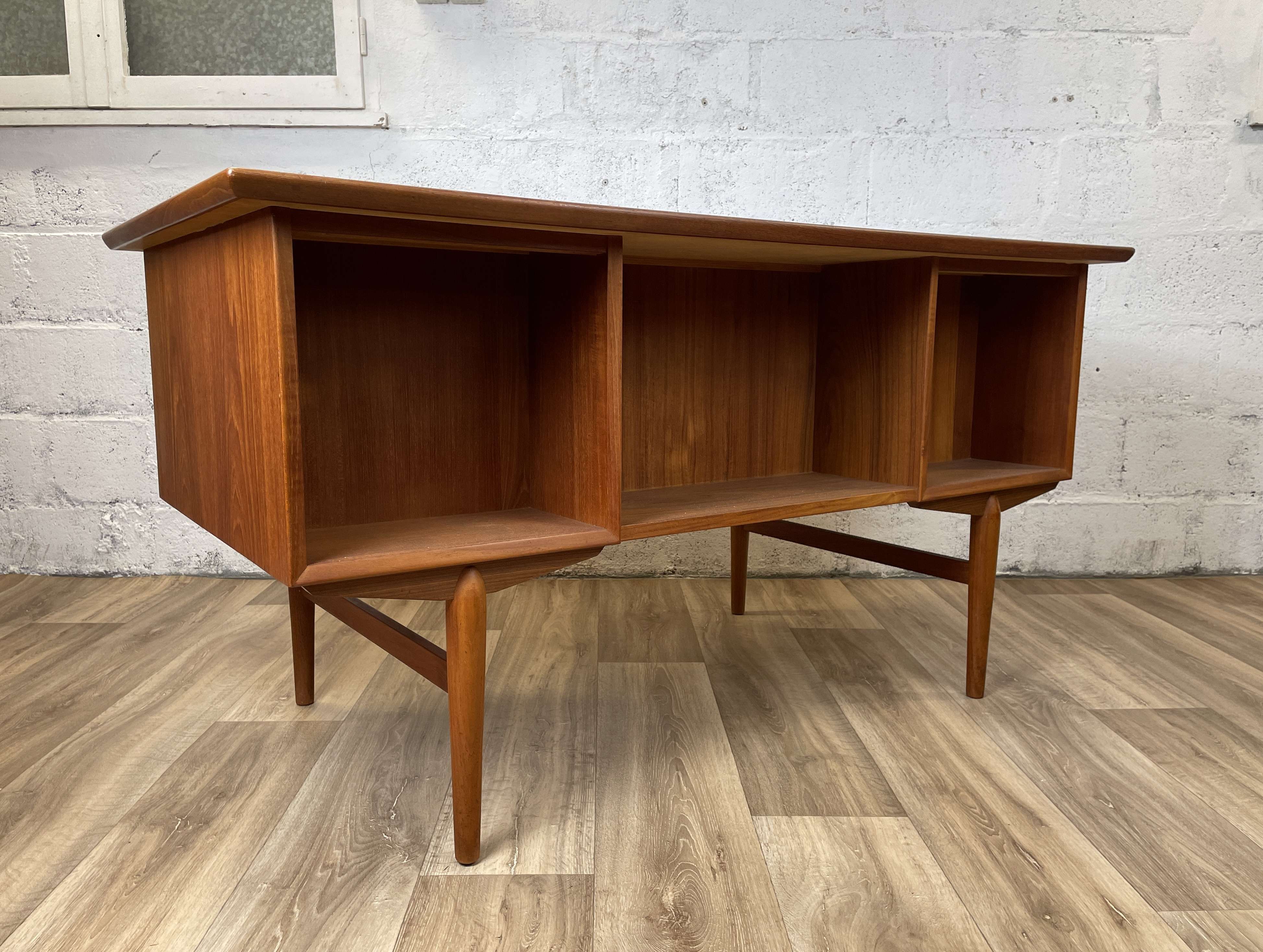 Vintage Scandinavian double-sided teak desk, 60s