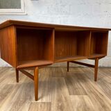 Vintage Scandinavian double-sided teak desk, 60s