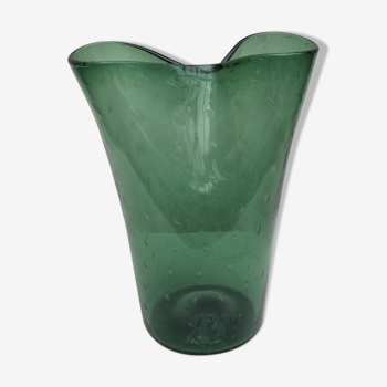 Glass vase dark green color