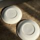 Set of 2 large plates with yellow rim, brand 12.