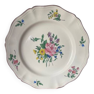 Assiette en porcelaine KG Lunéville décor de roses, France