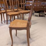 6 Louis XV oak caned chairs