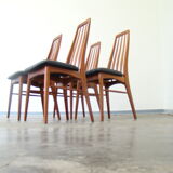 Suite de 4 chaises en teck par Niels Koefoed modèle Eva