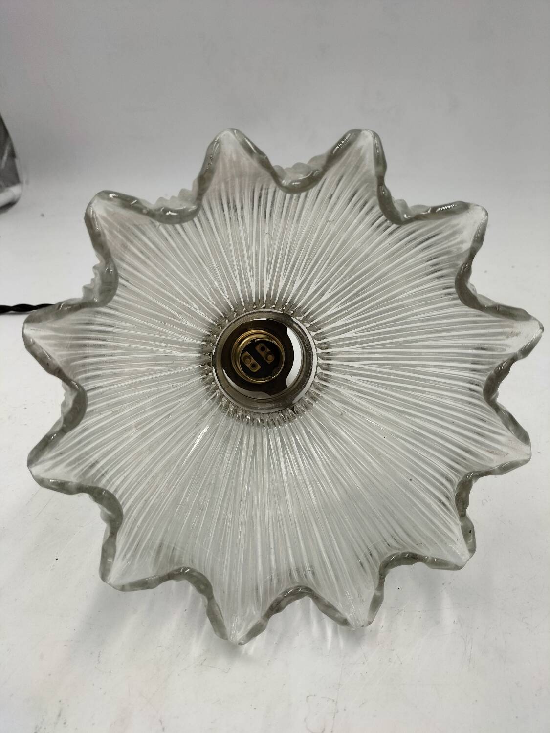 Holophane glass pendant light