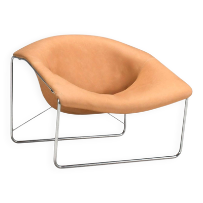 Chaise Cubique en cuir et chrome d'Olivier Mourgue par Airborne, France 1968