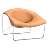 Leather and chrome Olivier Mourgue Cubique chair by Airborne, France 1968