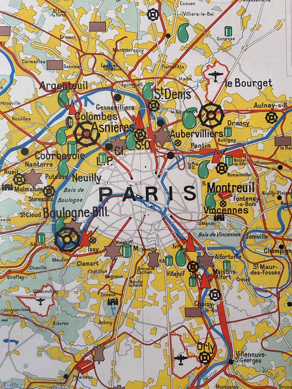 Ancienne carte scolaire Hachette – Bassin parisien & Région parisienne