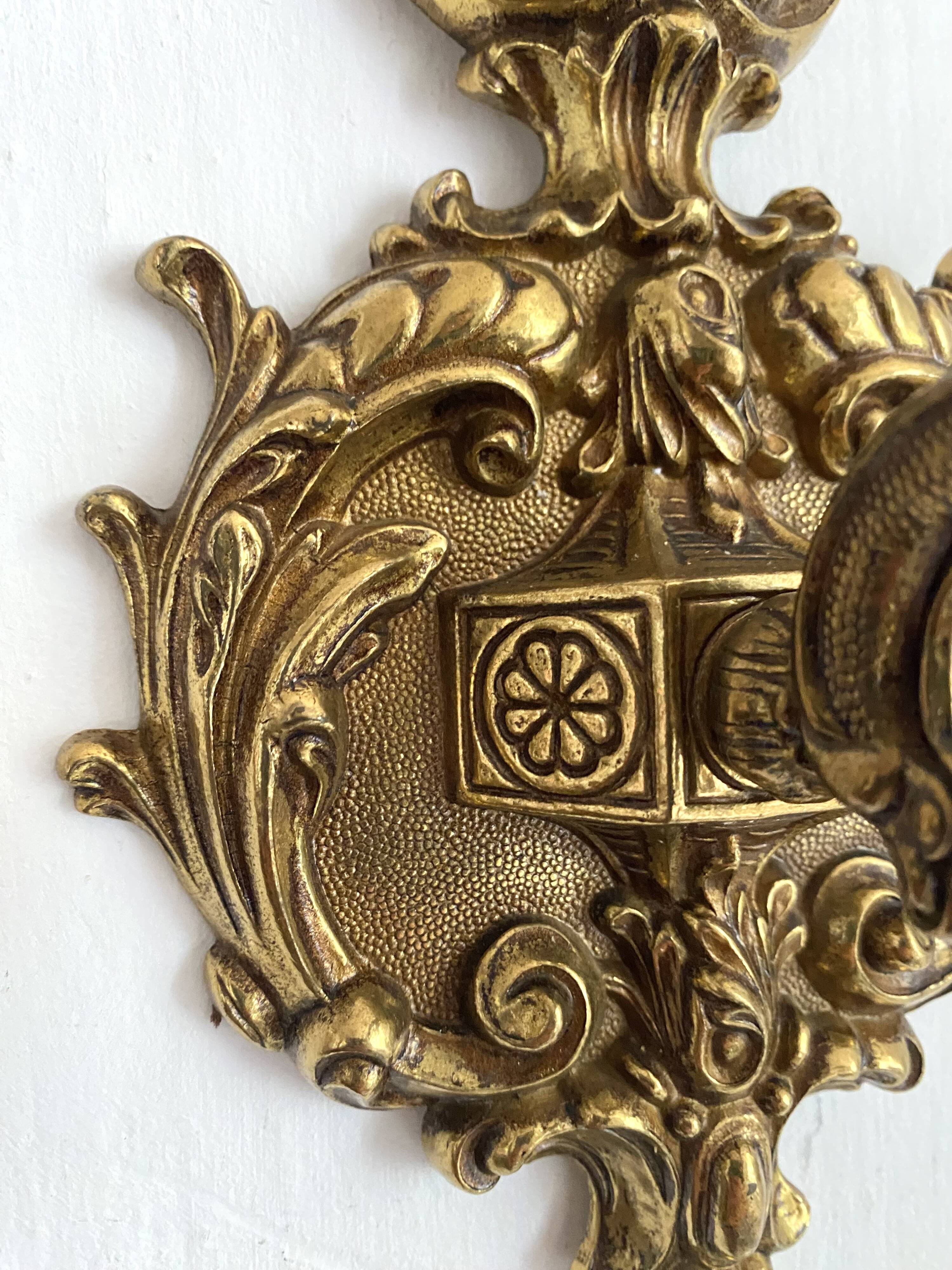 Pair of 1-light gilded brass wall lights