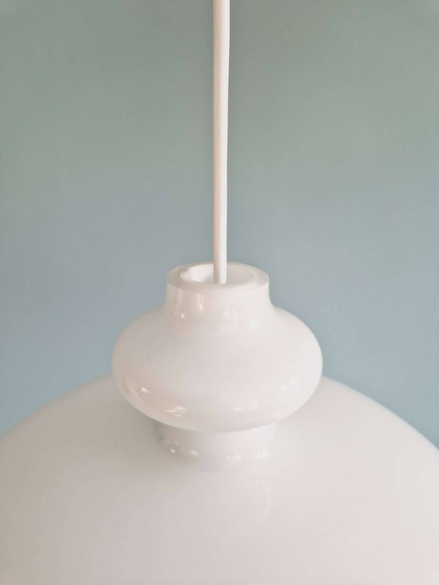 Large Scandinavian suspension light in white opaline, H.A. Jakobsson, 1960