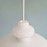 Large Scandinavian suspension light in white opaline, H.A. Jakobsson, 1960