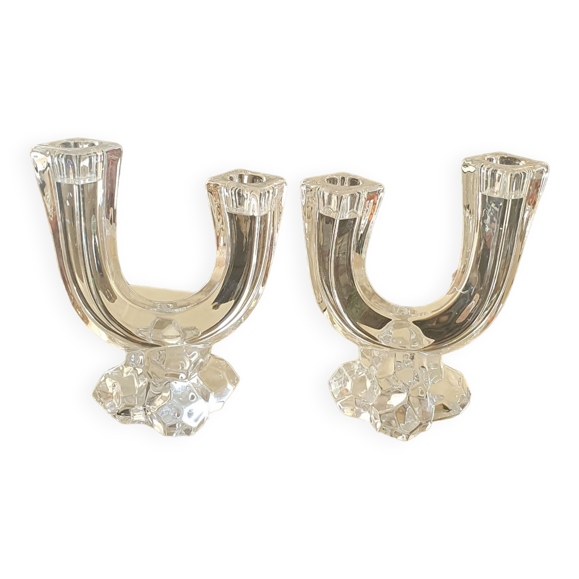 Pair of Vannes crystal candlesticks