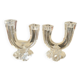Pair of Vannes crystal candlesticks